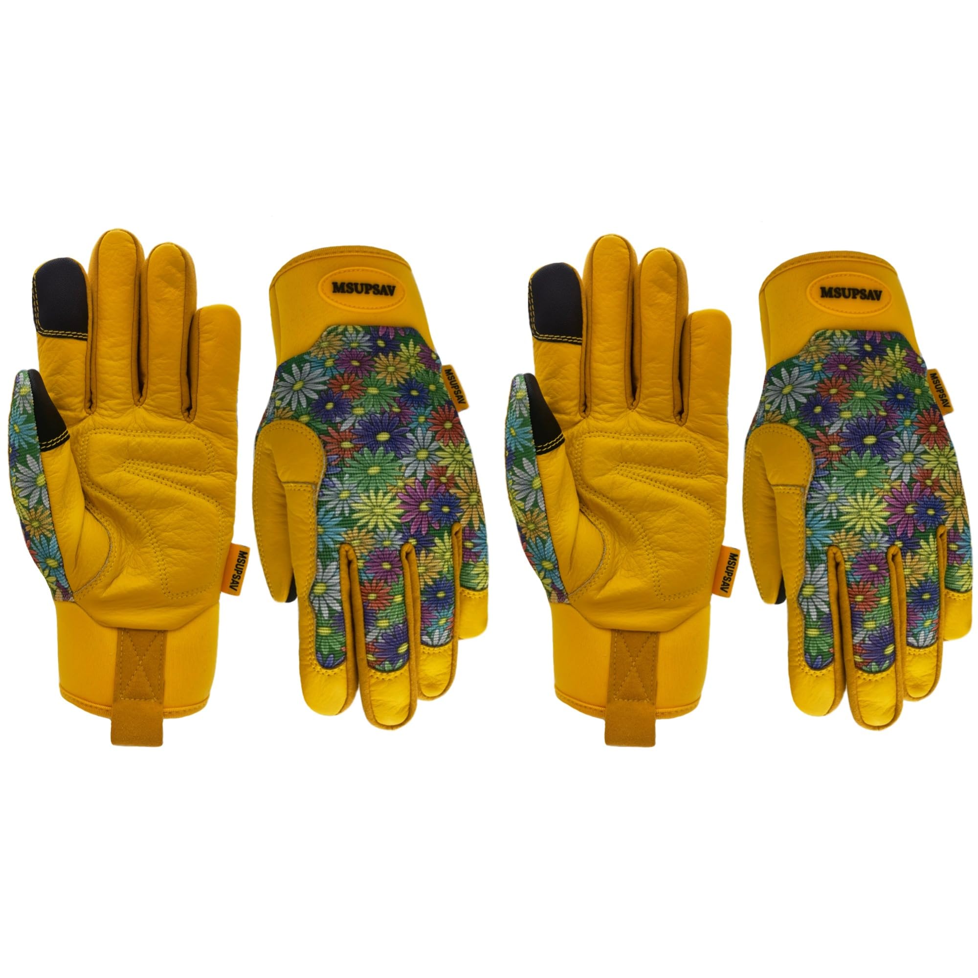 MSUPSAV garden gloves with stretch back for flexible wear during weeding.