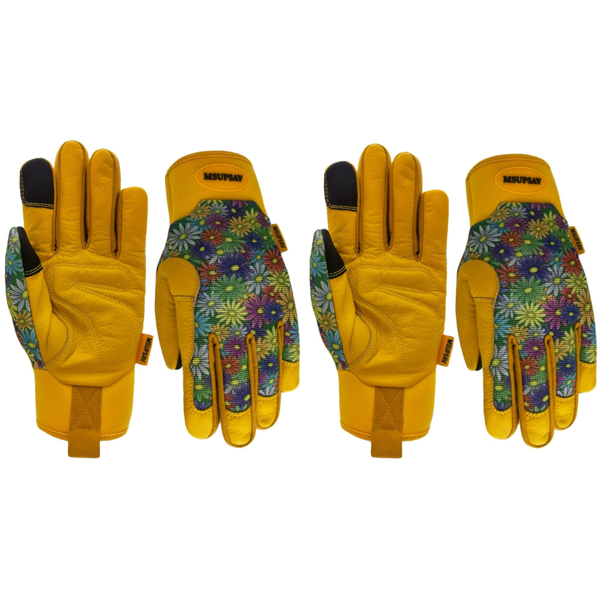 MSUPSAV garden gloves with stretch back for flexible wear during weeding.