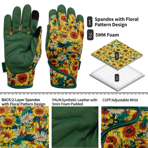 MSUPSAV Gardening Gloves with touchscreen thumb and forefinger for phone use