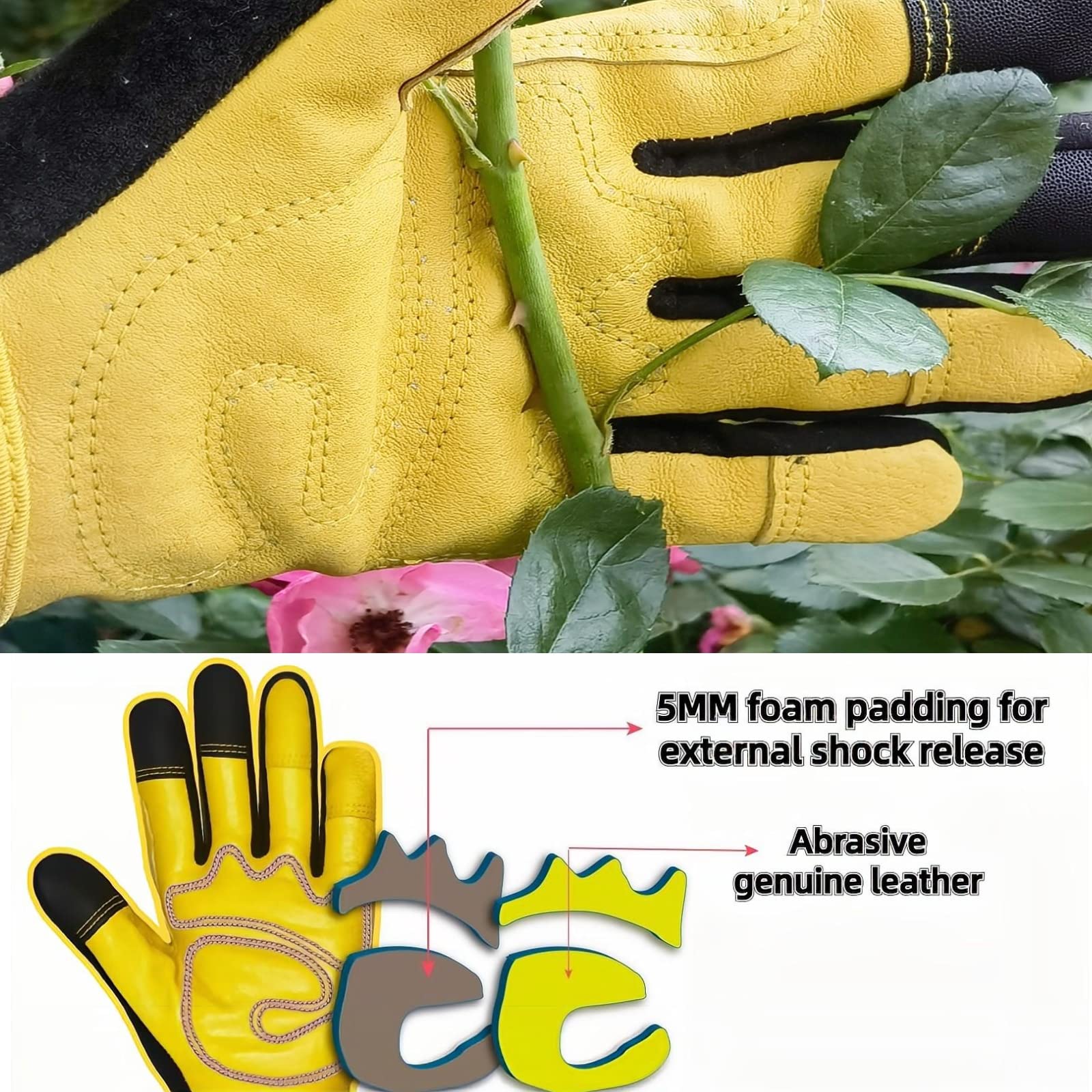 Padded palm MSUPSAV gloves for comfortable pruning and thorny plant work