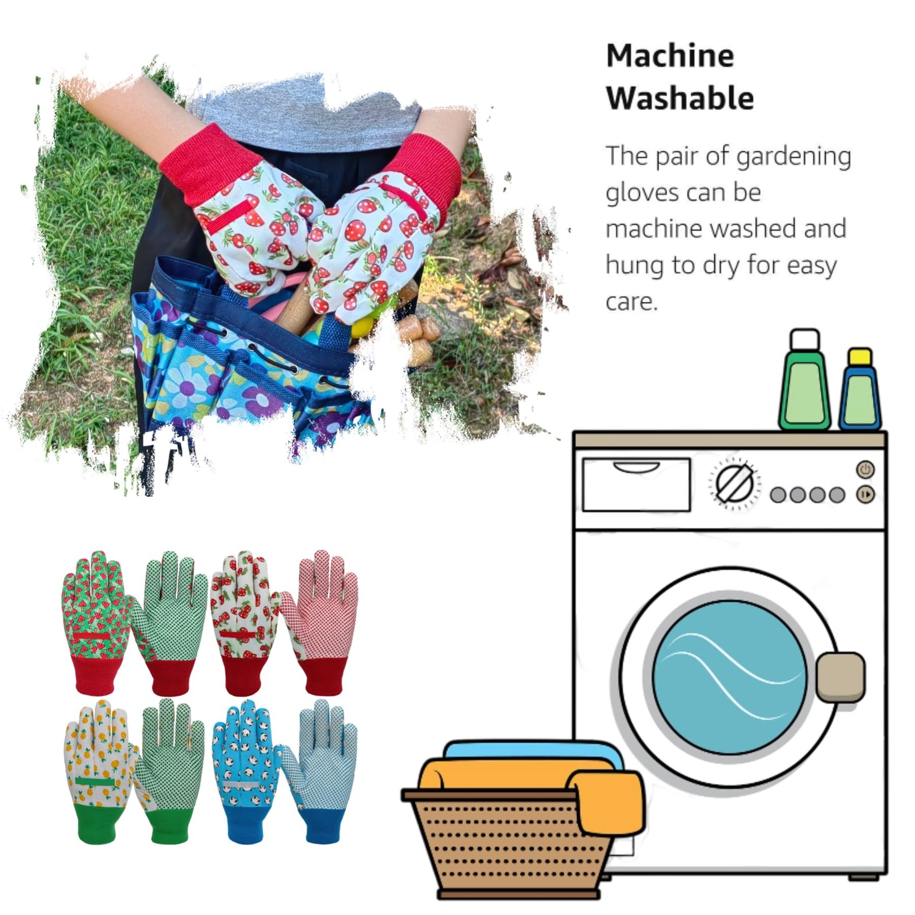 MSUPSAV Kids Garden Gloves four patterns for home or school gardening