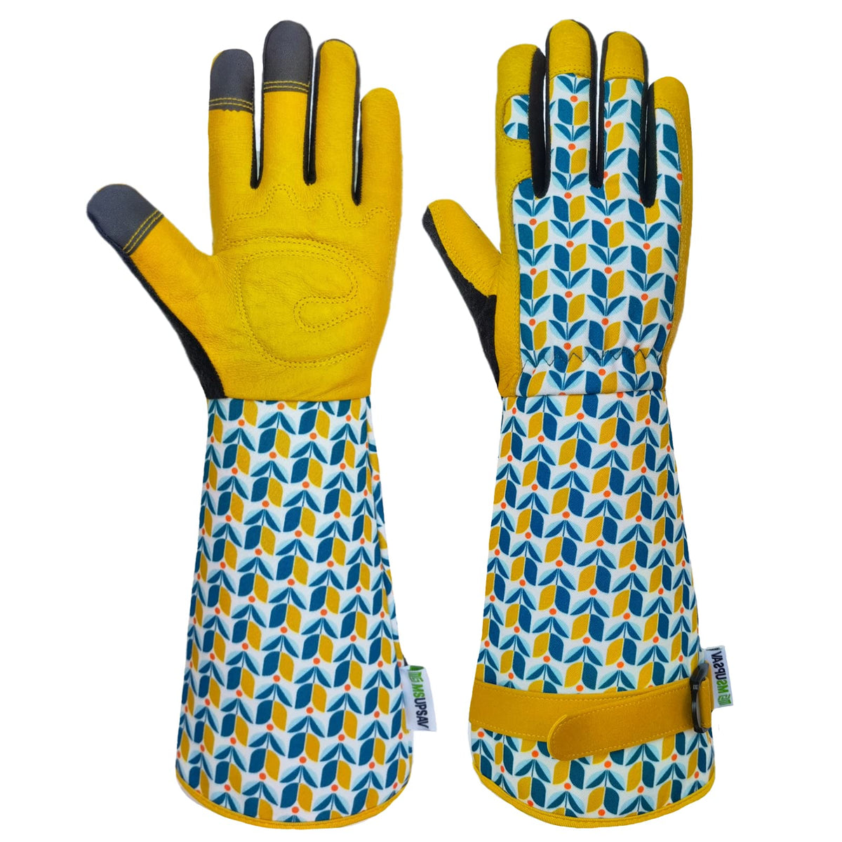 MSUPSAV long garden gloves palm view with foam-padded leather for comfort