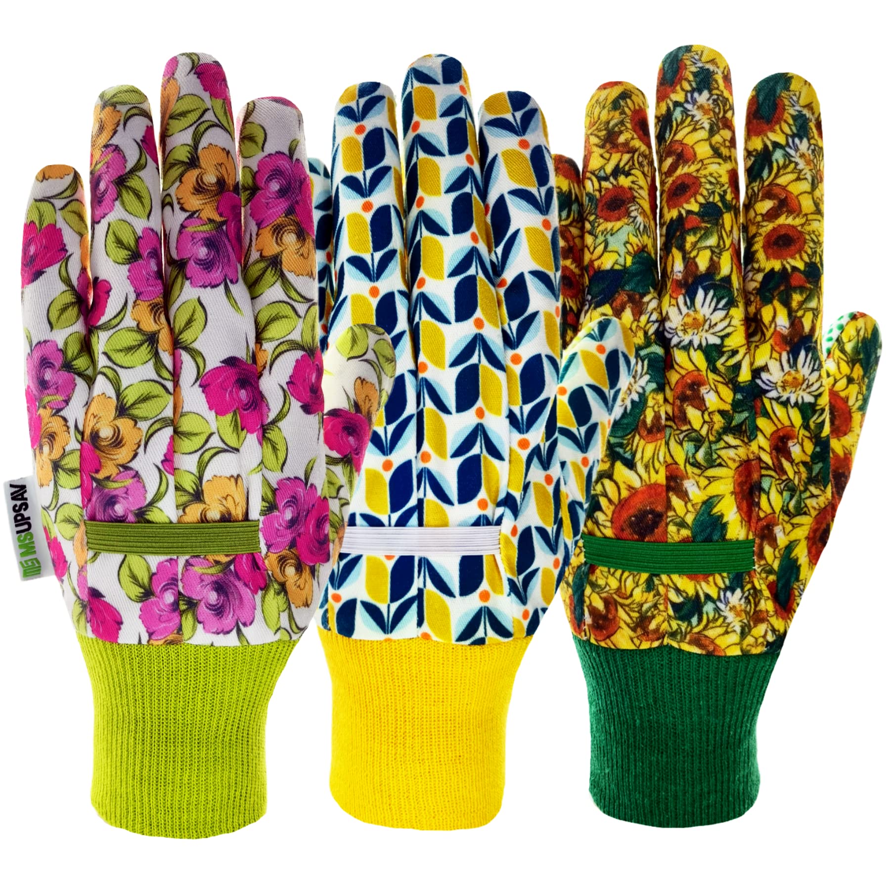 MSUPSAV Paris gardening gloves with floral-pattern back for stylish garden comfort