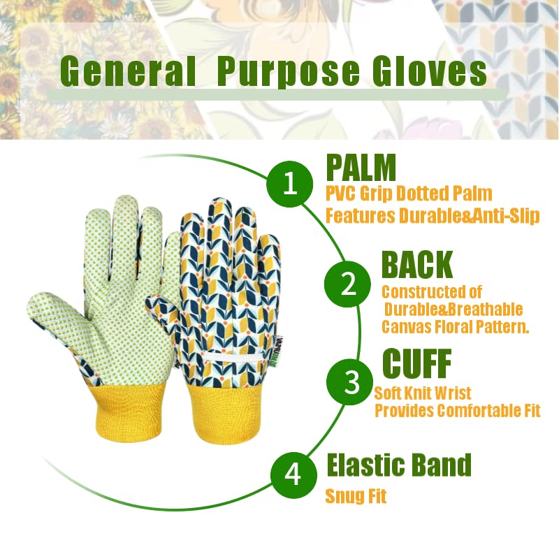 MSUPSAV Paris gardening gloves with PVC grip dots for non-slip palm grip