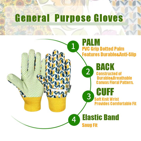 MSUPSAV Paris gardening gloves with PVC grip dots for non-slip palm grip