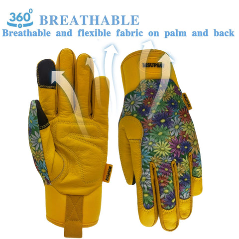 MSUPSAV touchscreen-compatible gloves allow phone use while gardening.