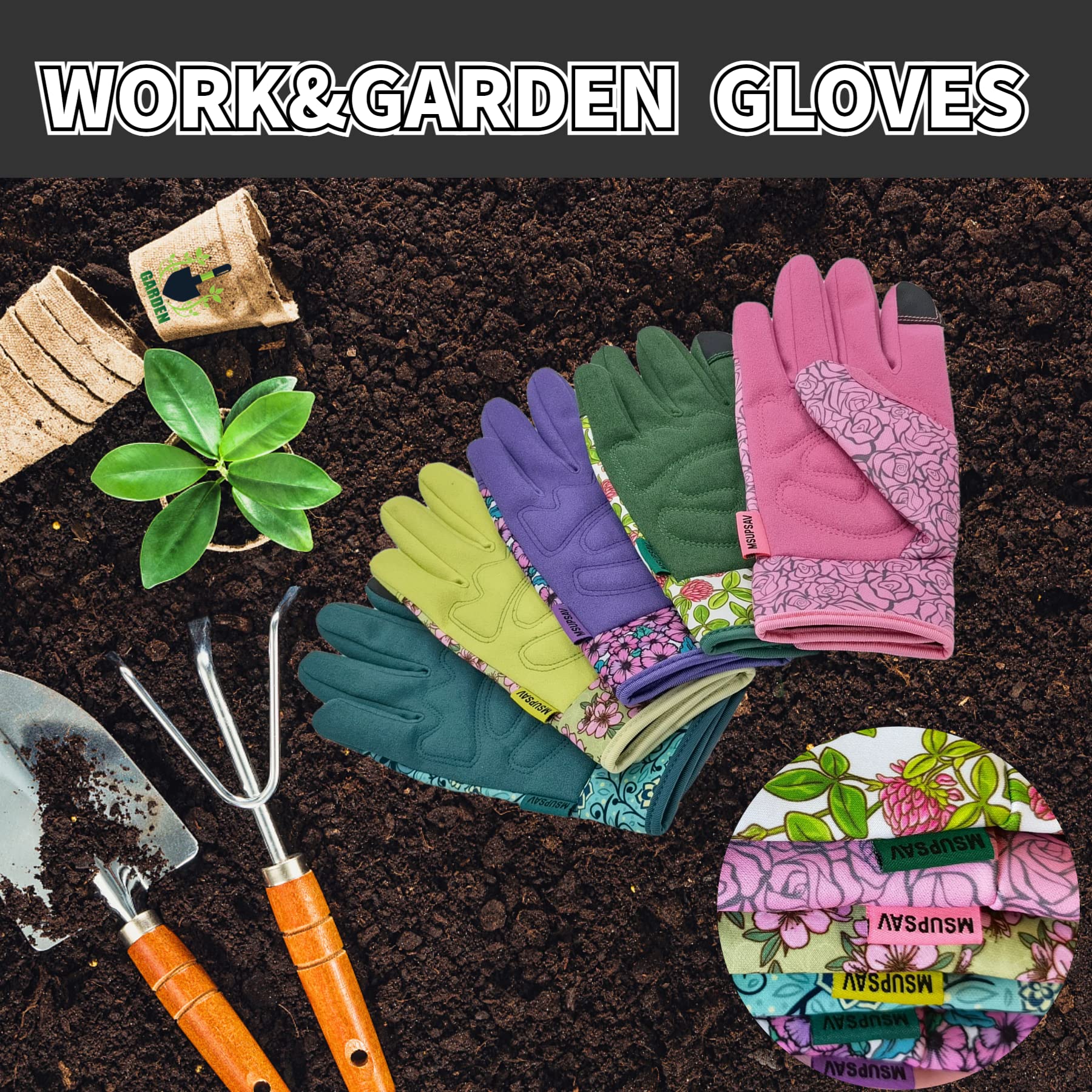 MSUPSAV gloves suitable for gardening, camping, and light DIY tasks.