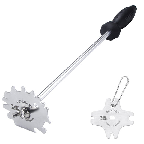MSY BIGSUNNY Good Grip grill scraper with bottle opener for quick post-grill cleanup.