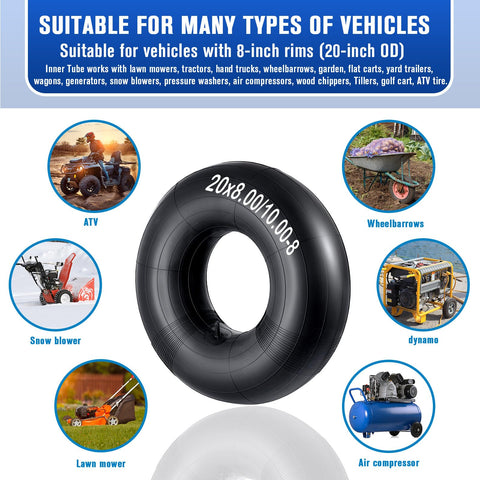 MTA XEK 20x8-8 inner tube with TR13 stem, supports stable lawn equipment operation