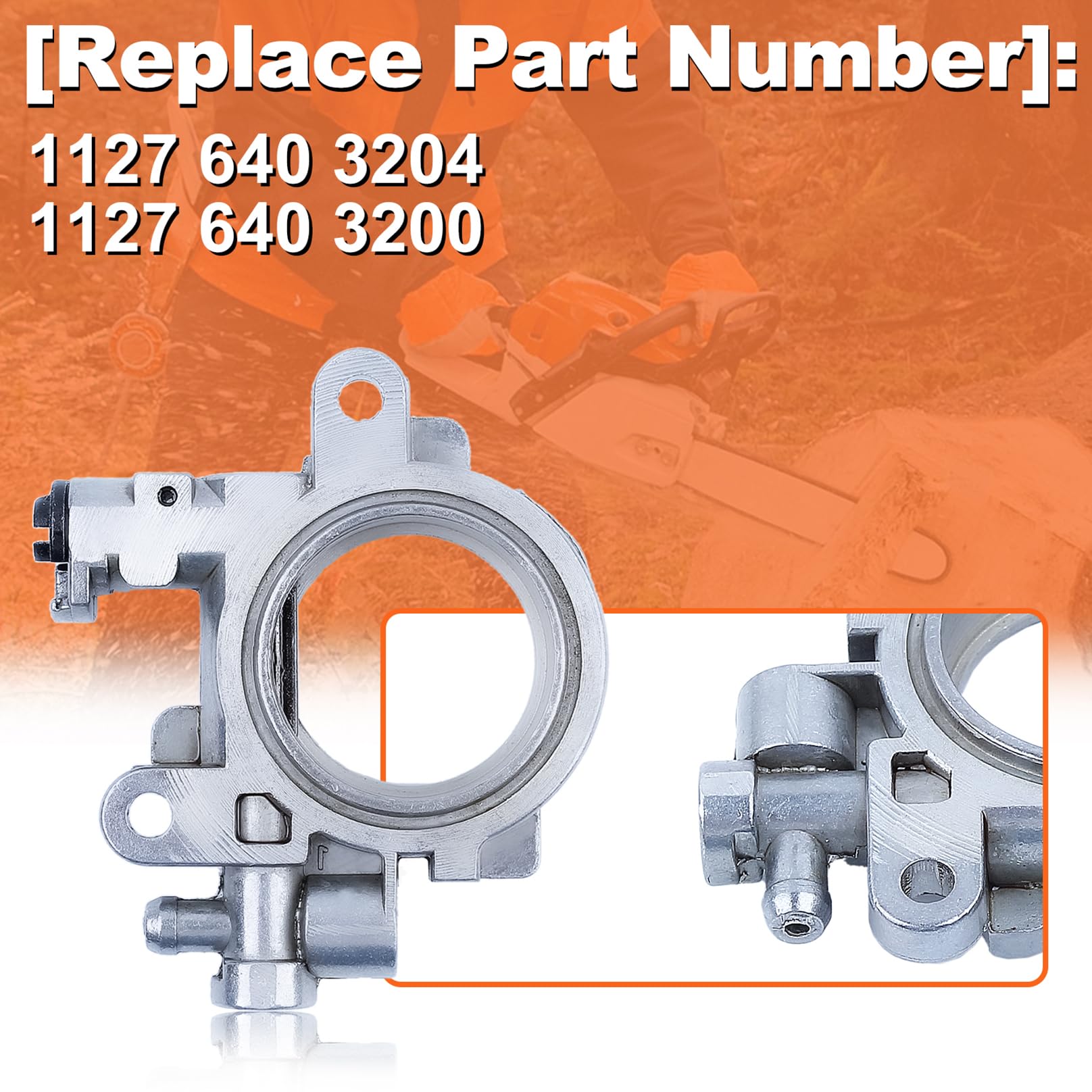 Mtanlo oil pump with worm gear for Stihl MS310 shown for easy installation