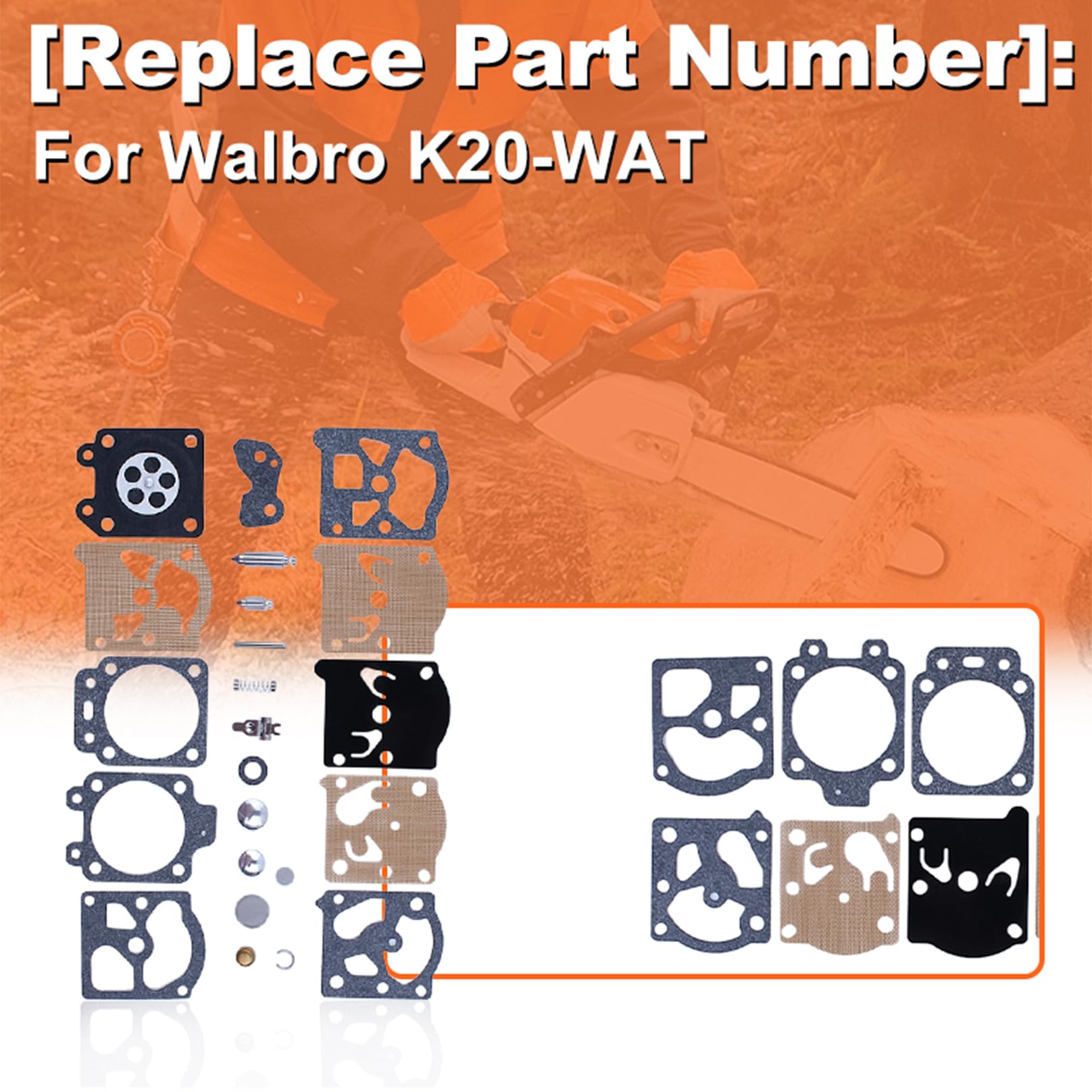 Mtanlo Walbro kit packaging shows complete rebuild components for Husqvarna compatibility