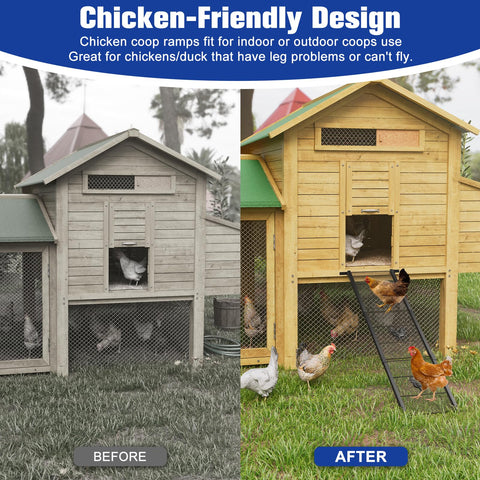 MTGSTOCL heavy-duty chicken ramp withstands many birds and daily use without bending.