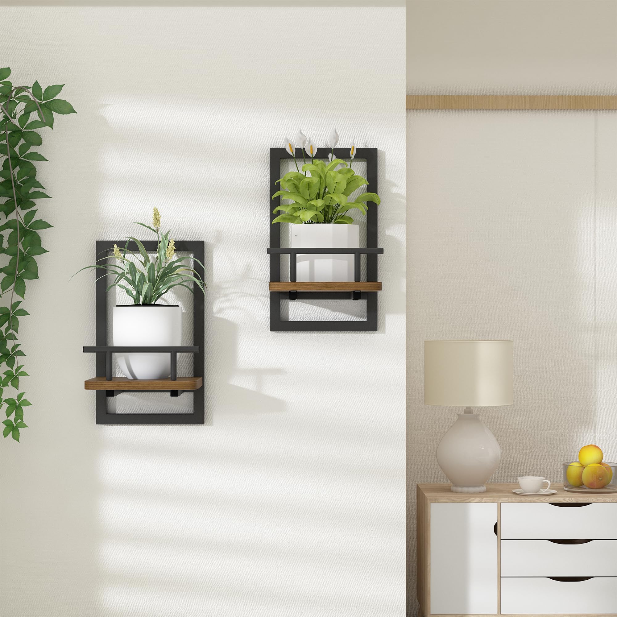 MTGSTOCL two-pack shelves showing photos and keepsakes as wall decor