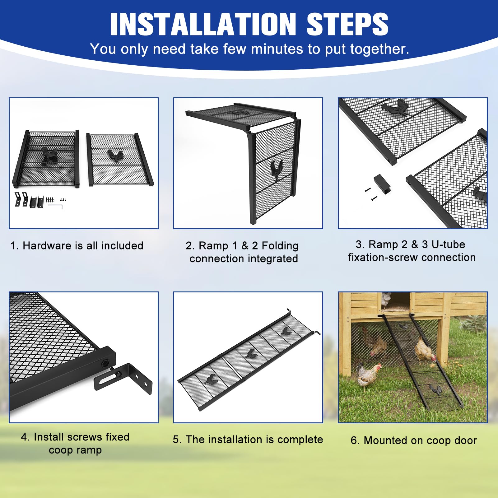 MTGSTOCL rooster-design ramp adds charm to any poultry setup while remaining practical.