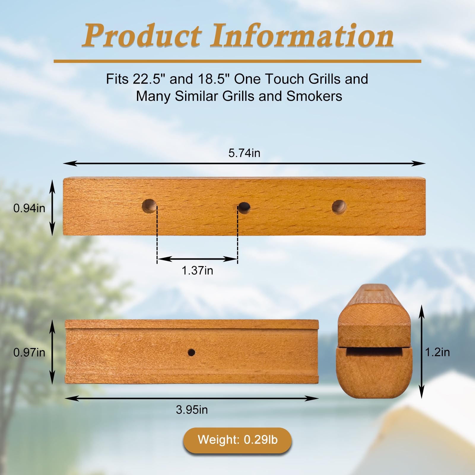 MTGSTOCL Weber handle close-up shows rich cherry grain and durability.