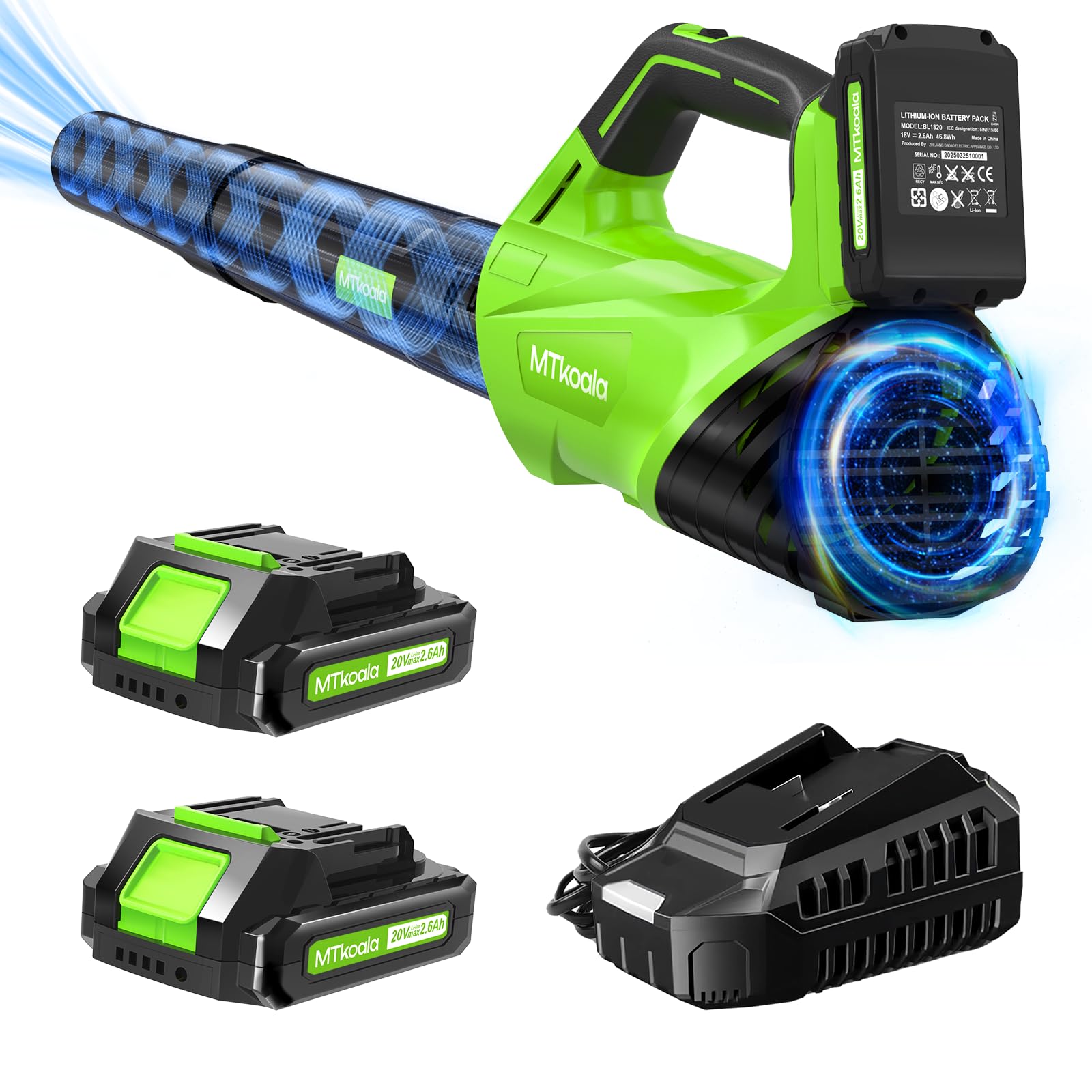 MTKOALA 2026 upgrade leaf blower battery pack extends runtime for bigger yards
