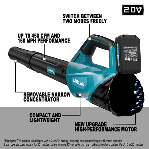 MTKOALA dual-speed setting for versatile yard cleaning