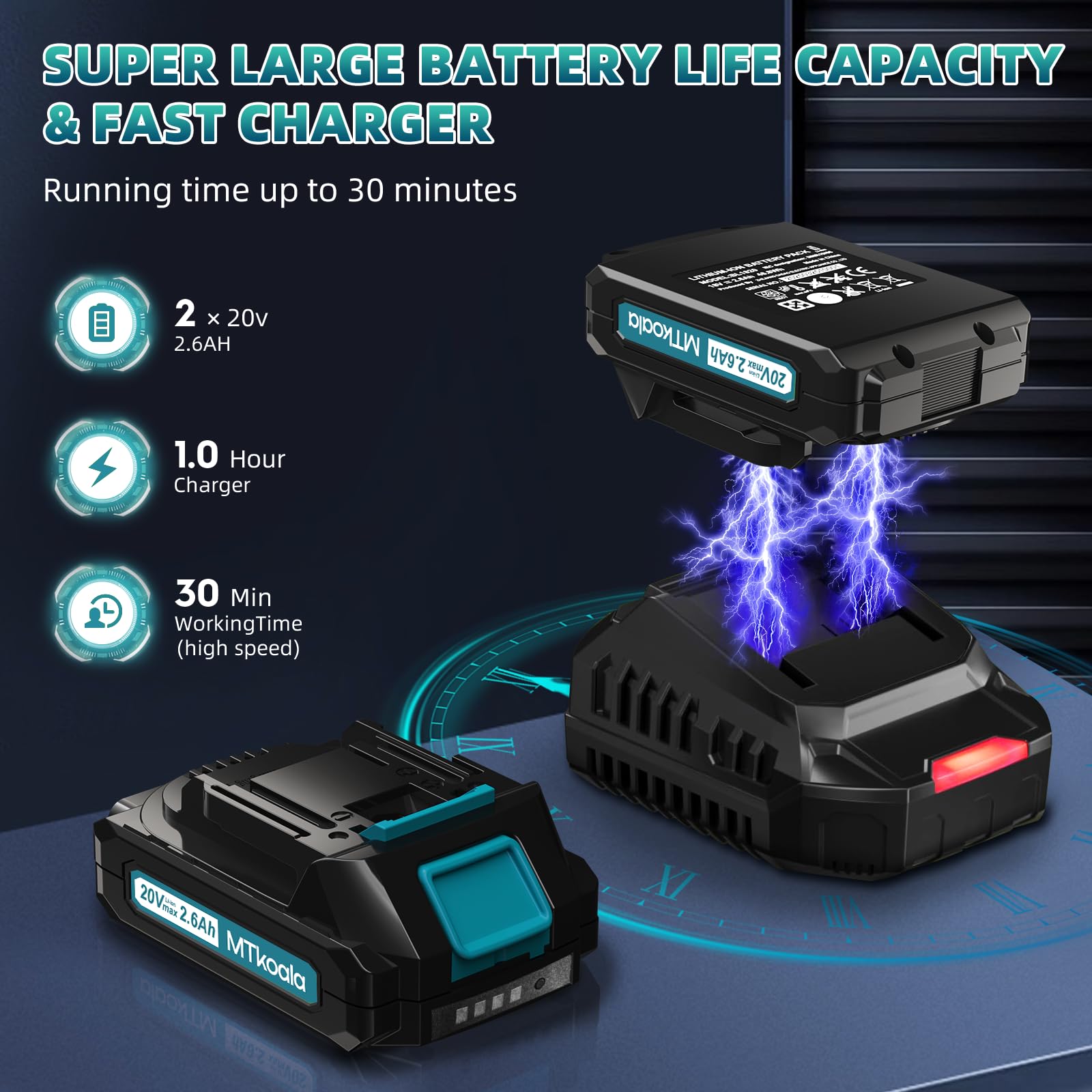 MTKOALA fast charger powering batteries quickly