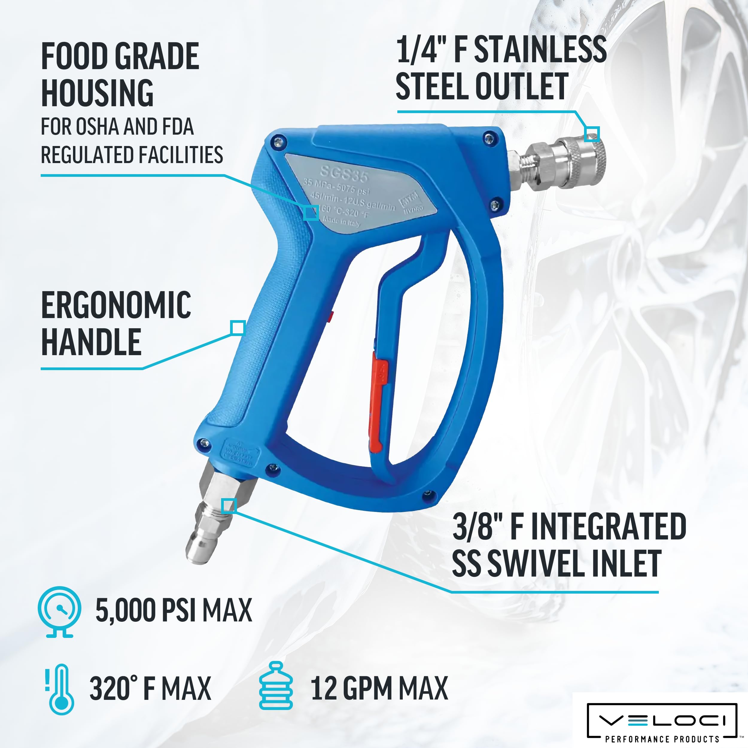 MTM Hydro SGS35 ergonomic grip facilitates precise control during tough cleaning tasks