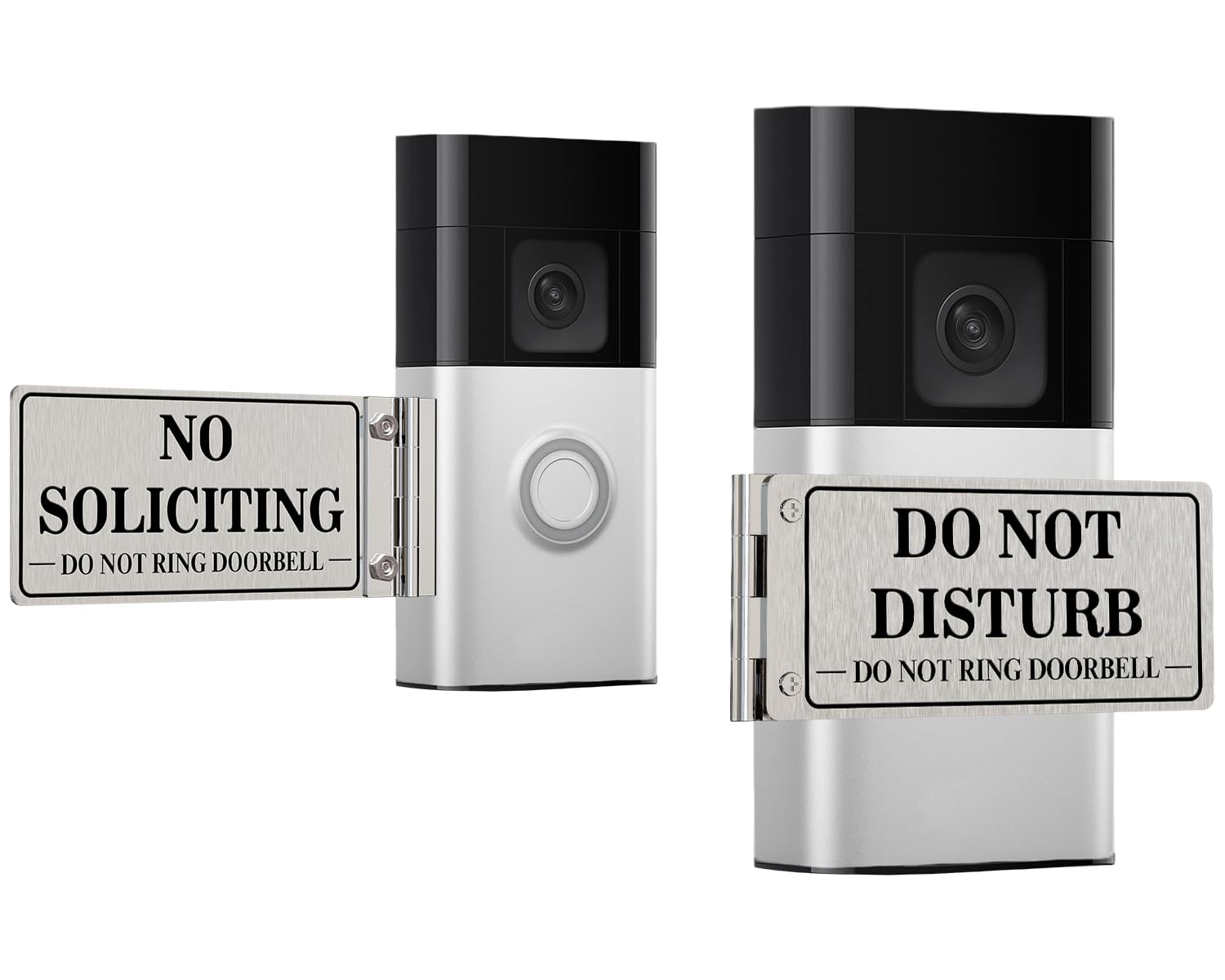 MtMinn metal doorbell cover with left no-soliciting sign for quieter naps