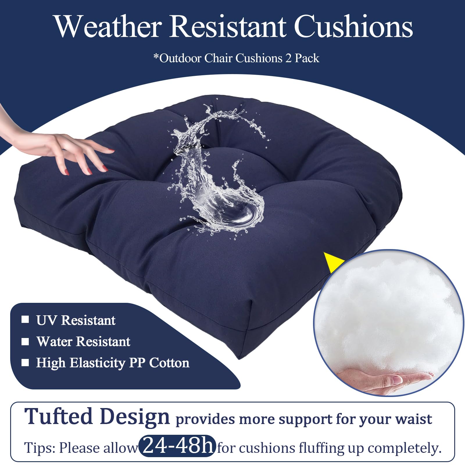 MTMR 19x19x5 inch cushions fit most outdoor chairs for versatile use.
