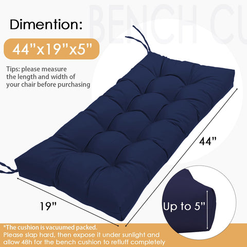 MTMR 44x19 inch tufted cushion showcases durable comfort for patio benches.