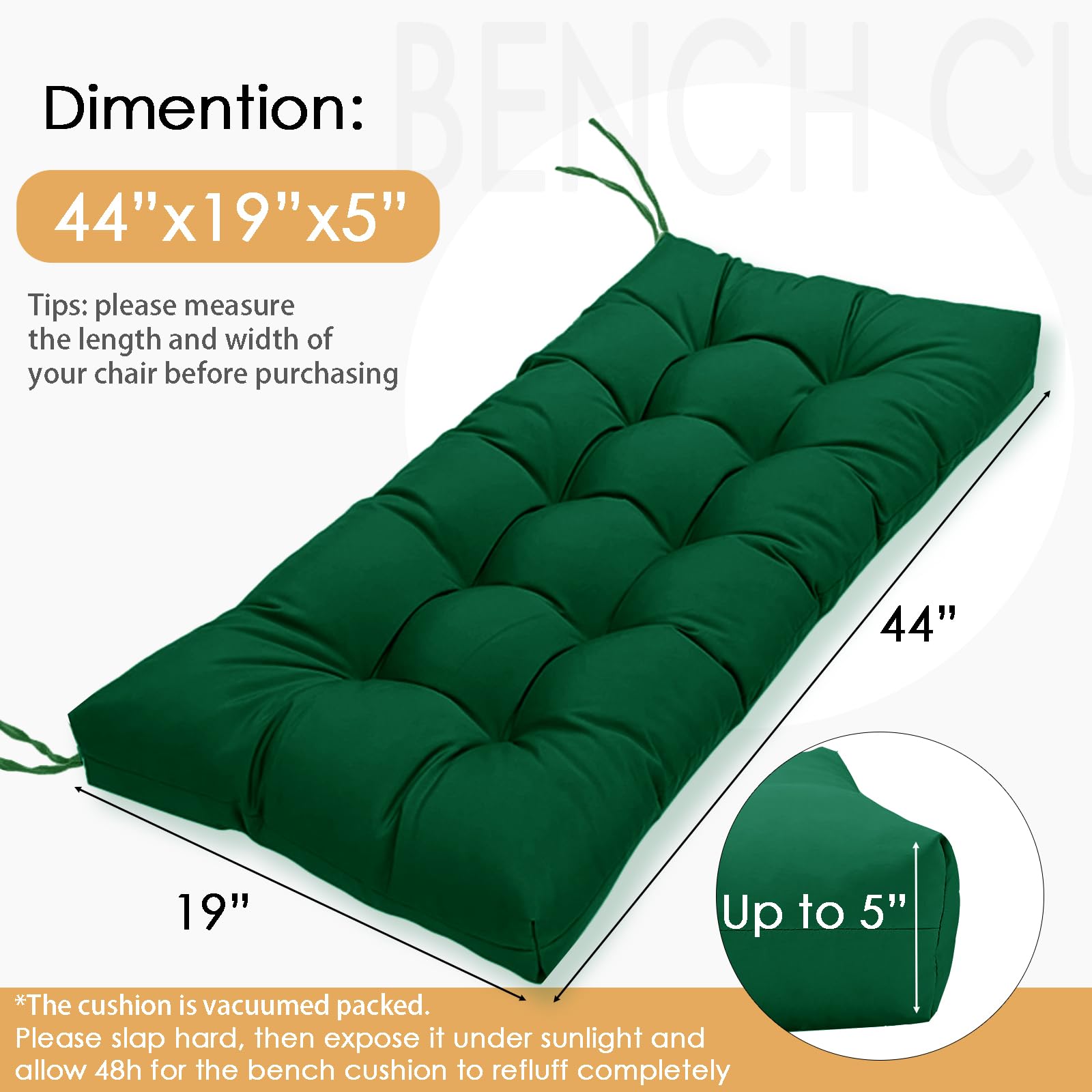 MTMR emerald green patio seat cushion adds tufted comfort to wicker furniture