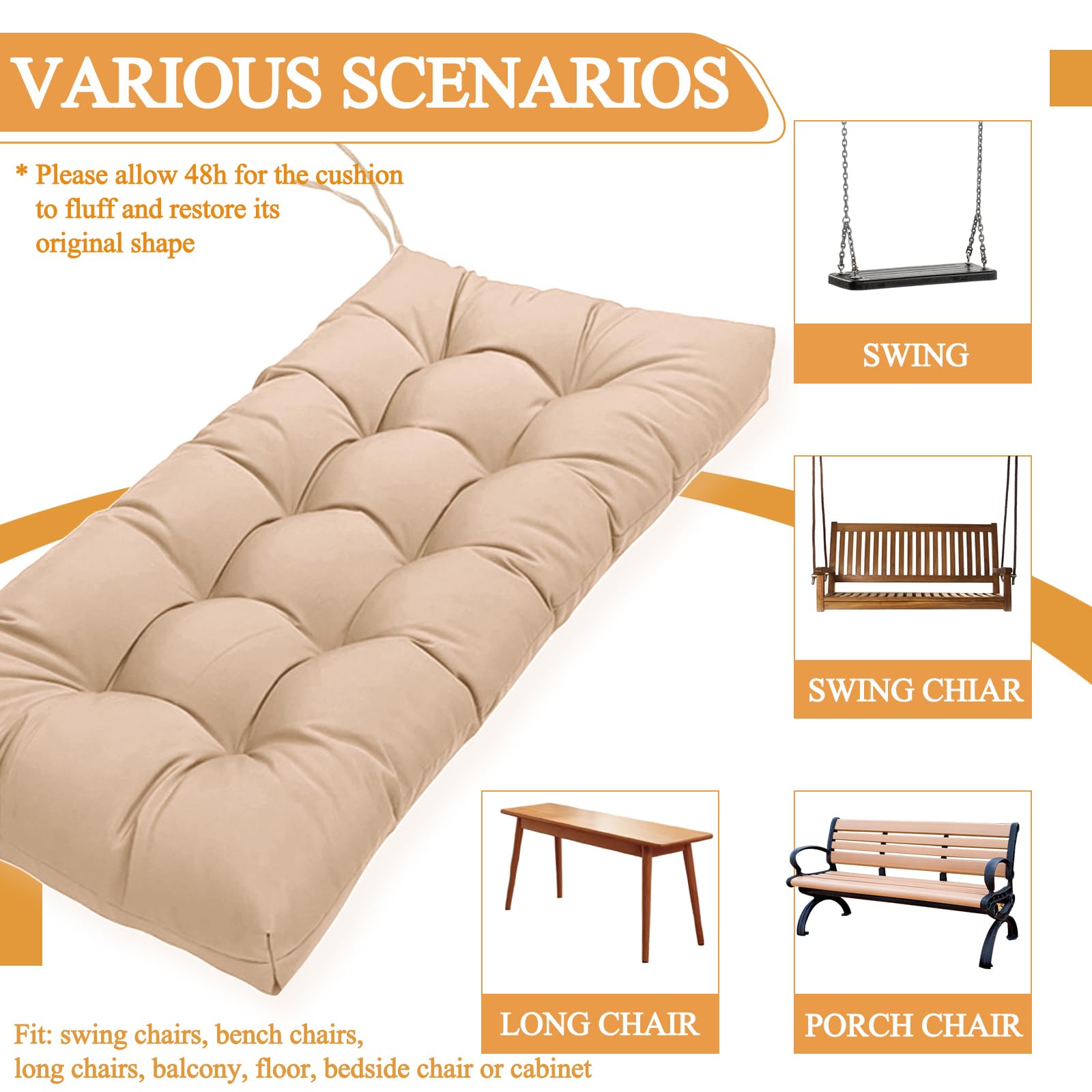 MTMR patio cushion great for porch swing and garden seating.