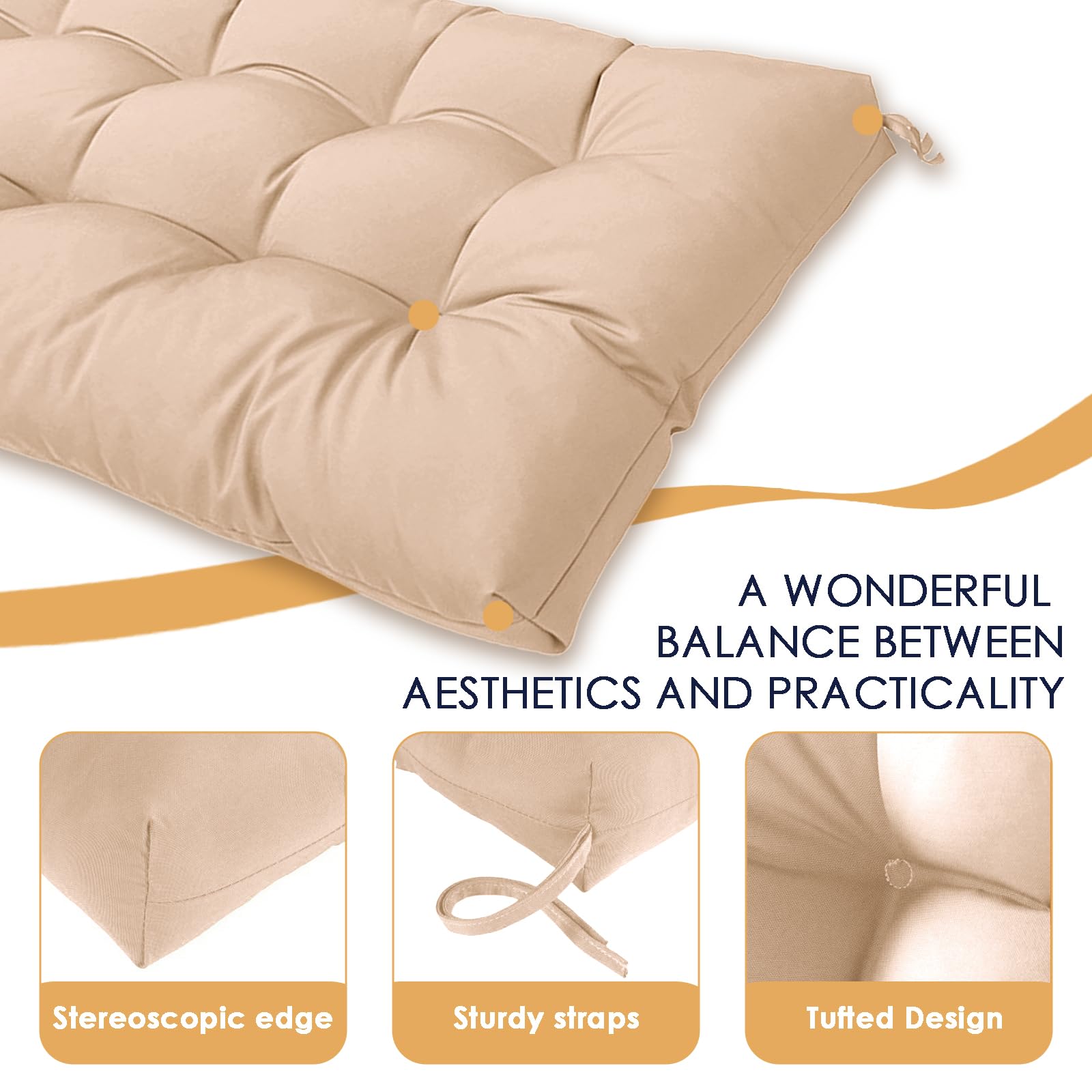 MTMR tufted-design outdoor cushion enhances support and style on wicker furniture.