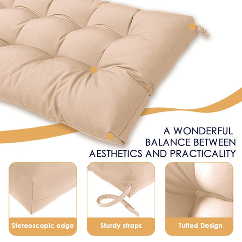MTMR tufted-design outdoor cushion enhances support and style on wicker furniture.