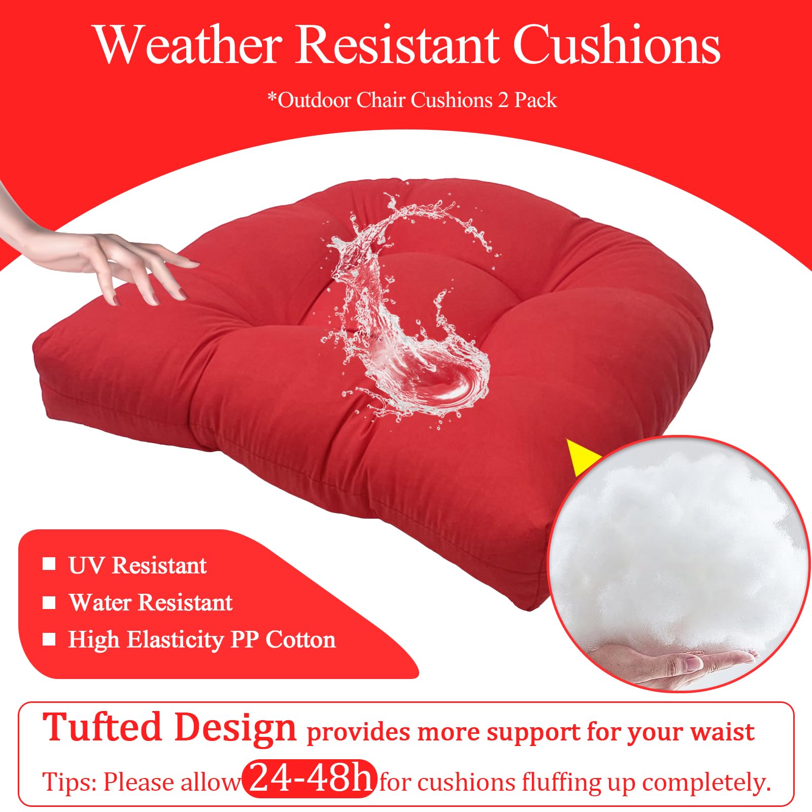 MTMR patio replacement seat pads red offer supportive, quick-drying comfort
