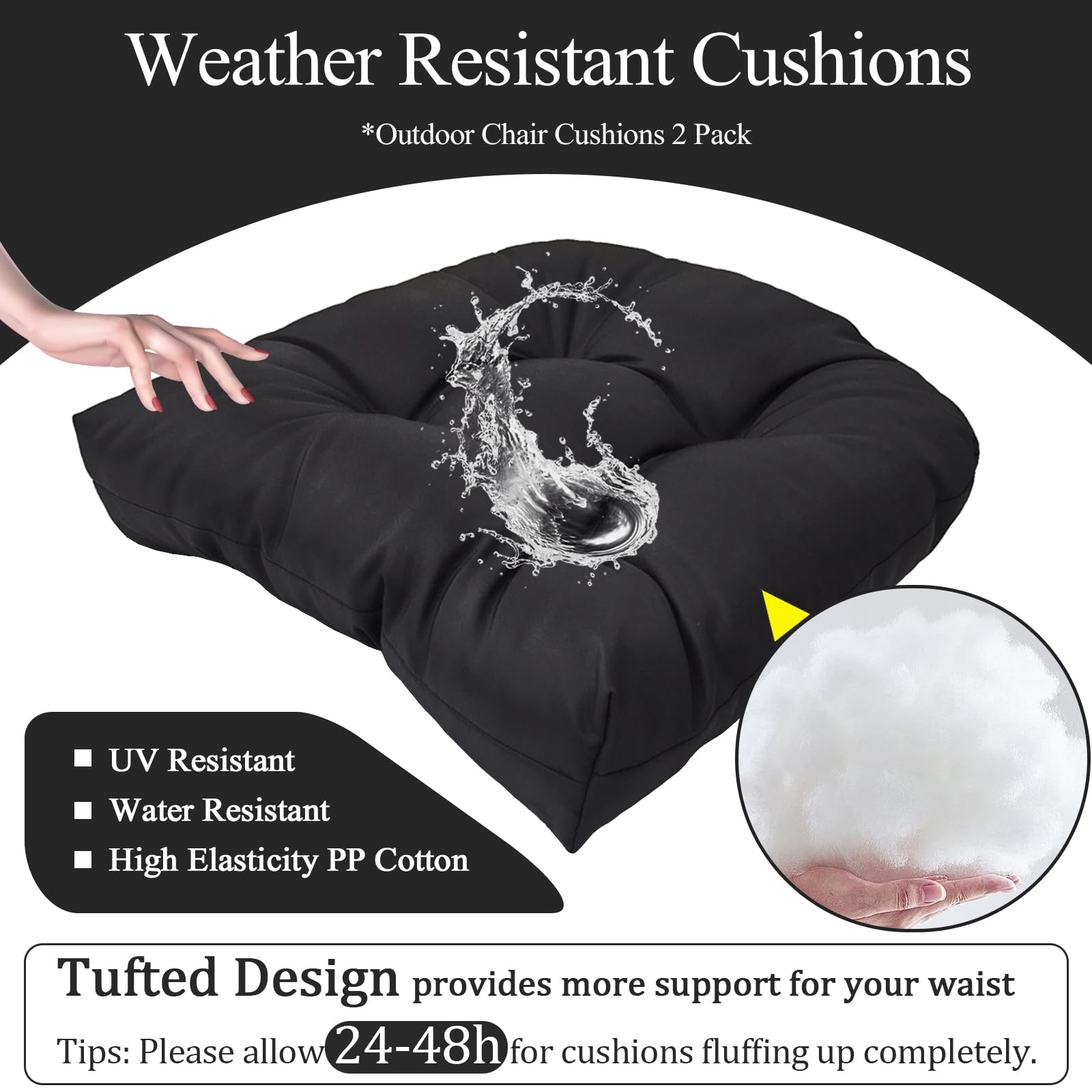 MTMR tufted-design outdoor chair cushions enhance patio aesthetics.