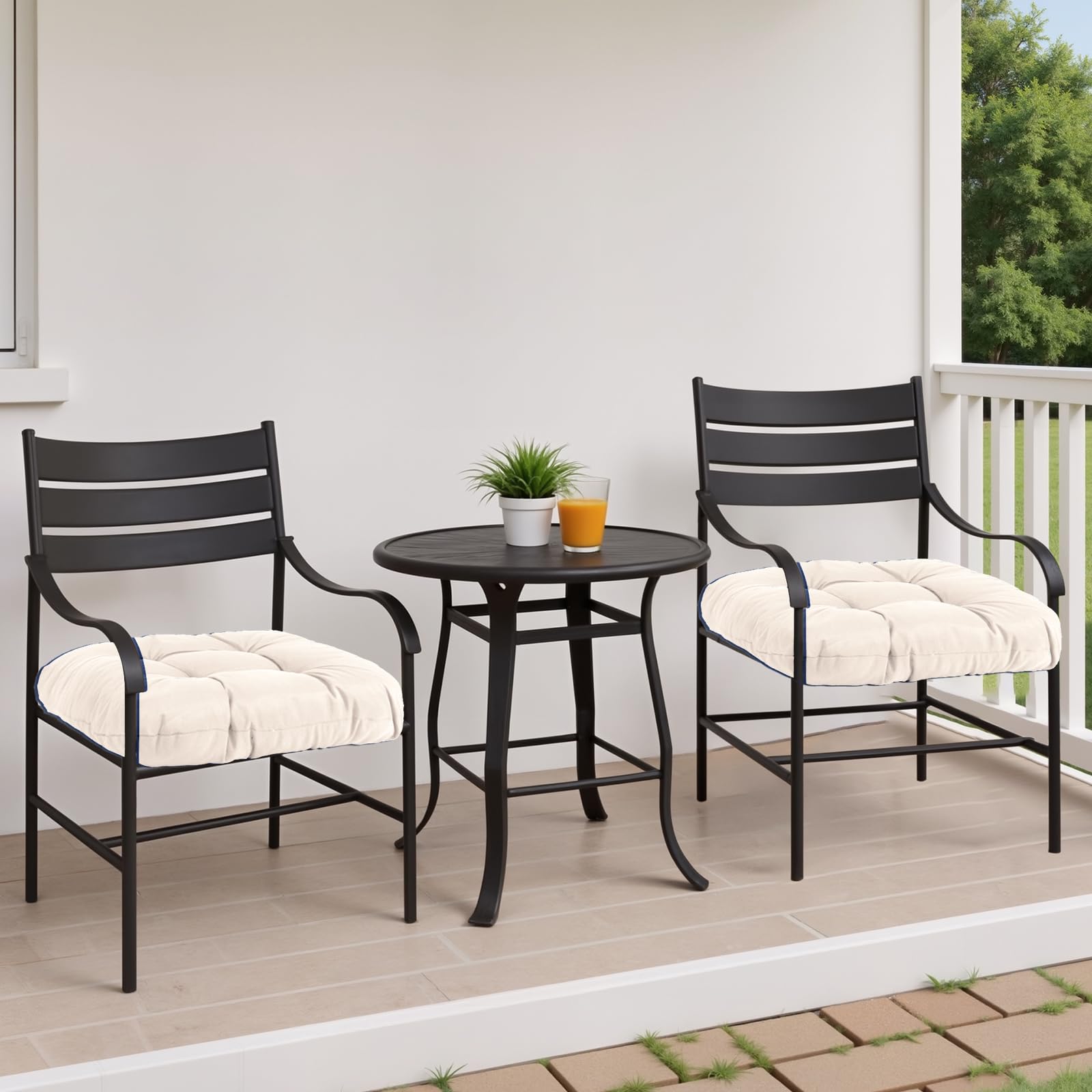 MTMR tufted-design outdoor chair cushions add stylish support for longer seating