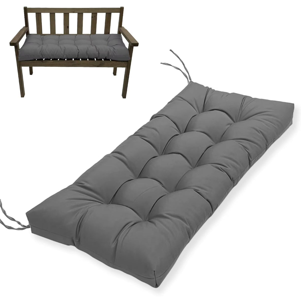 MTMR water-repellent tufted outdoor bench cushion for durable patio seating.