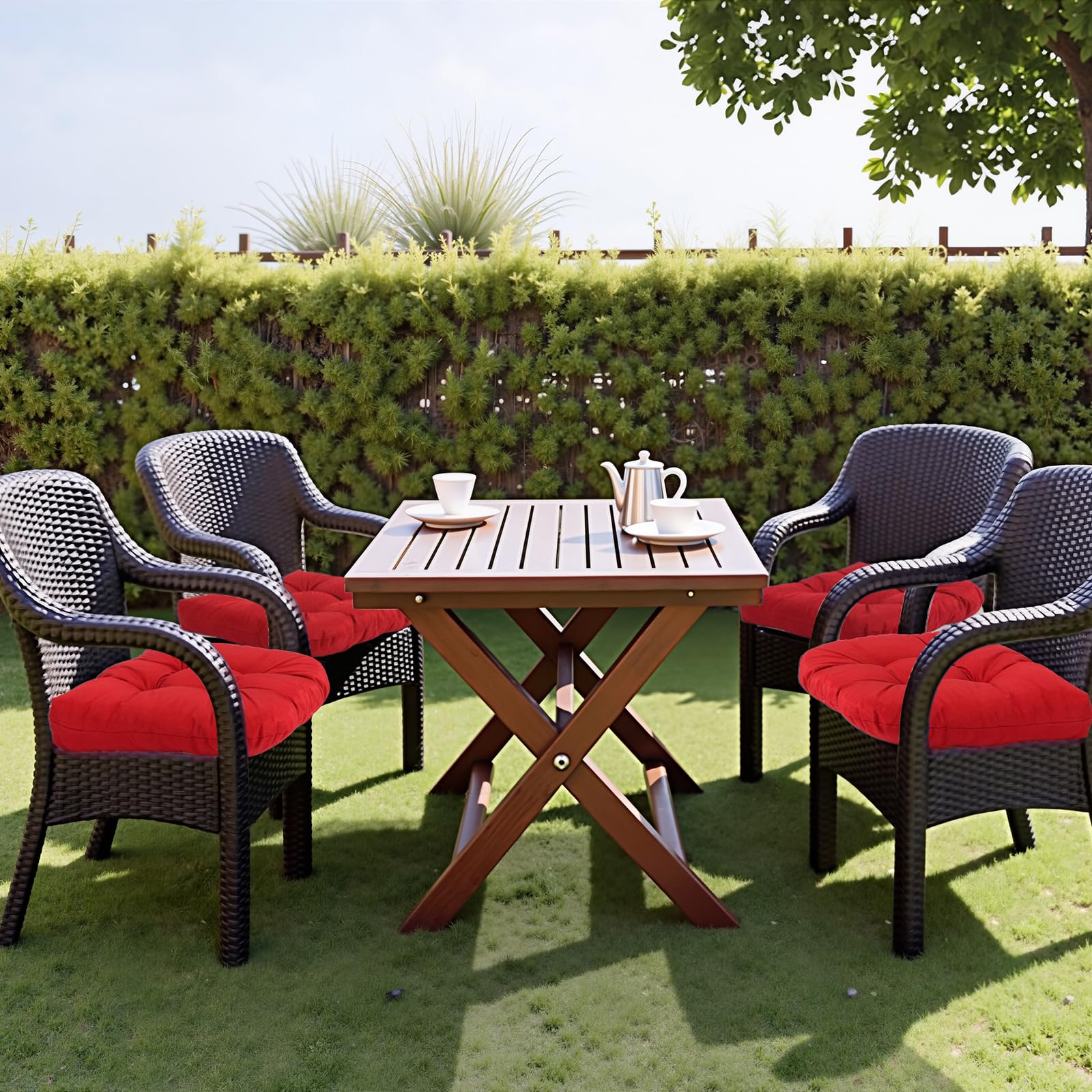 MTMR wicker outdoor seat cushions red for weather-ready patio furniture