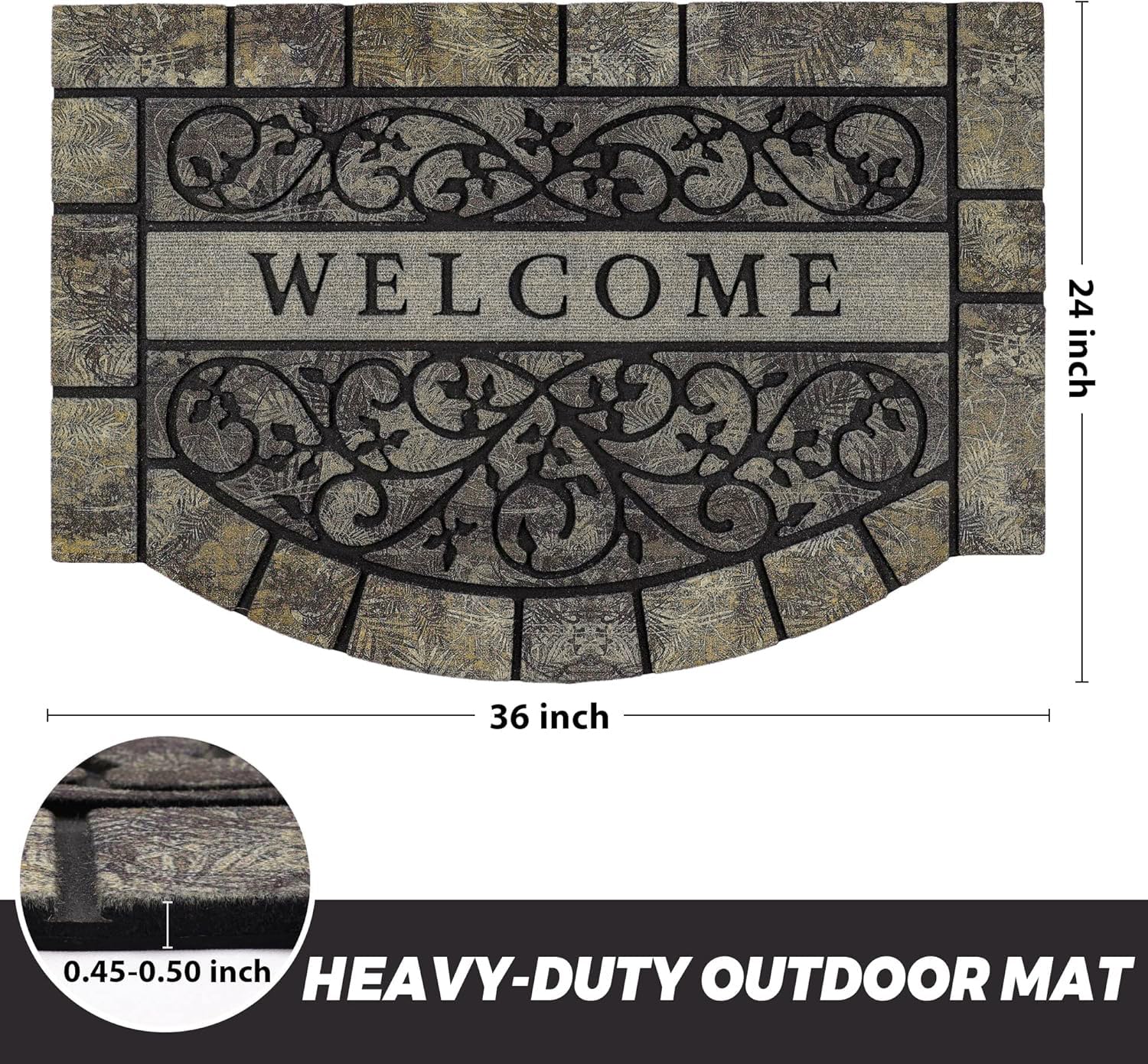 MTOUOCK 24x36 front door mat stays in place under heavy traffic.