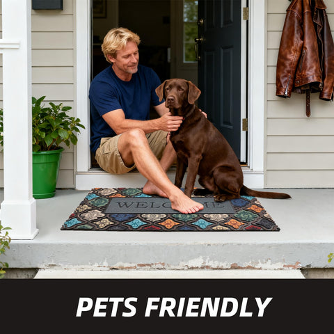 MTOUOCK weather-resistant mat for patio and garage entry keeps floors clean