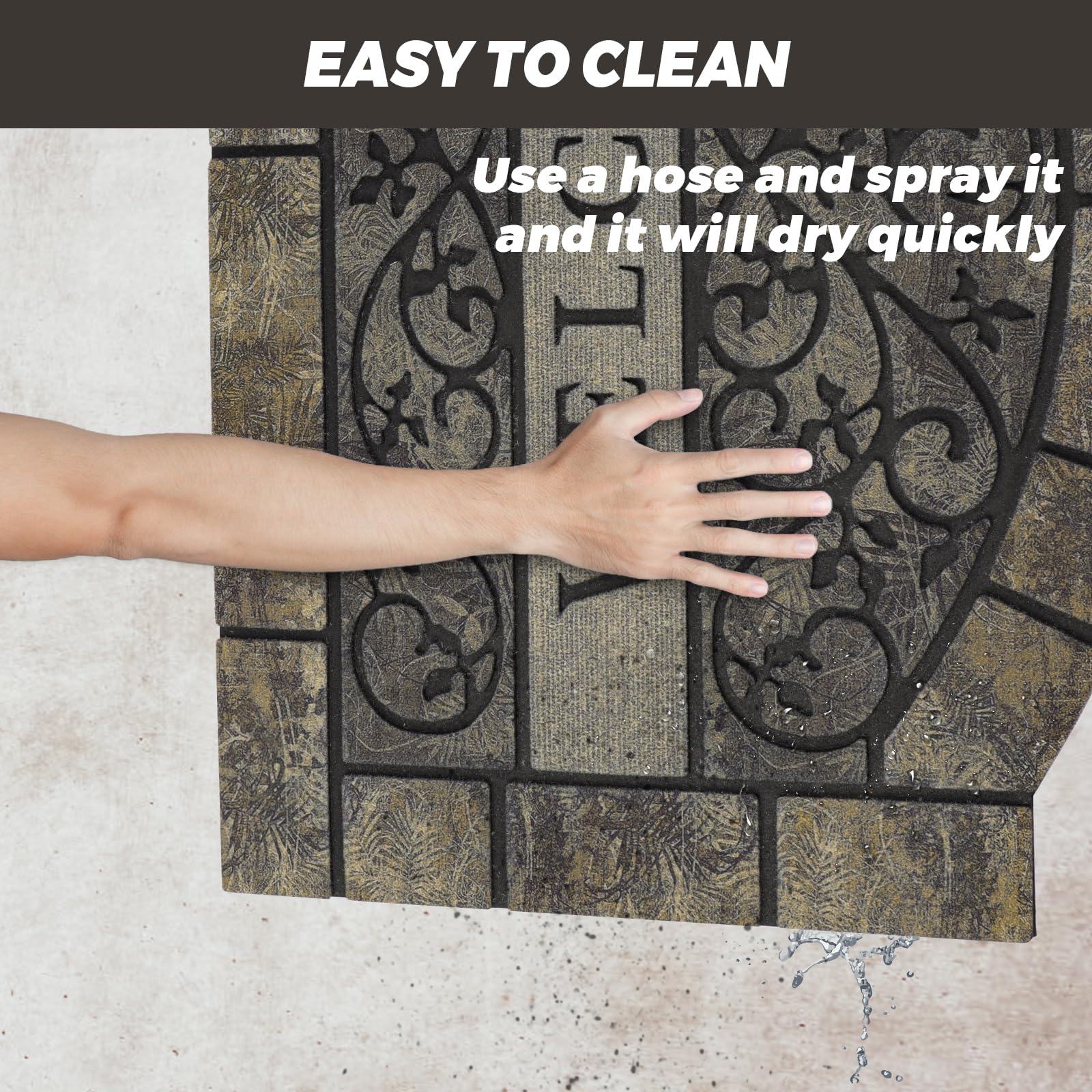 MTOUOCK weather-ready mat withstands rain and snow at the doorstep.