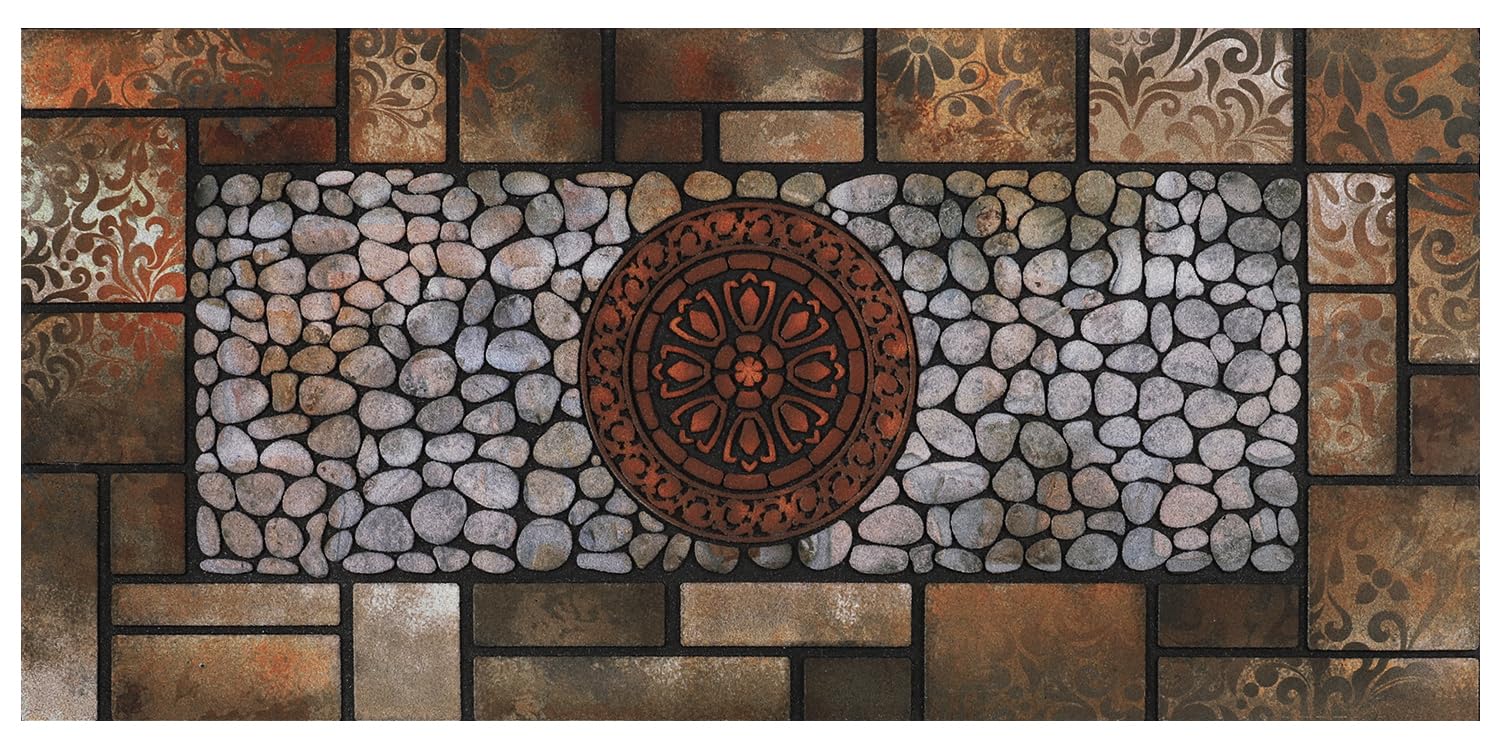 MTOUOCK welcome mat 47x22 at the front door offering weather resilience and easy cleanup.