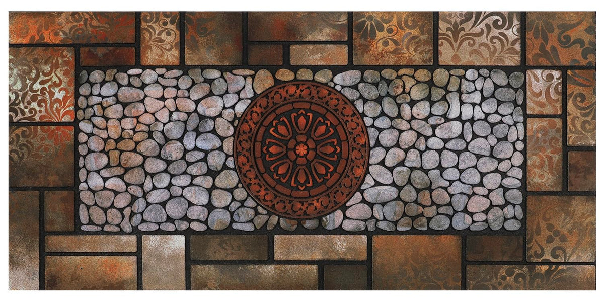 MTOUOCK welcome mat 47x22 at the front door offering weather resilience and easy cleanup.