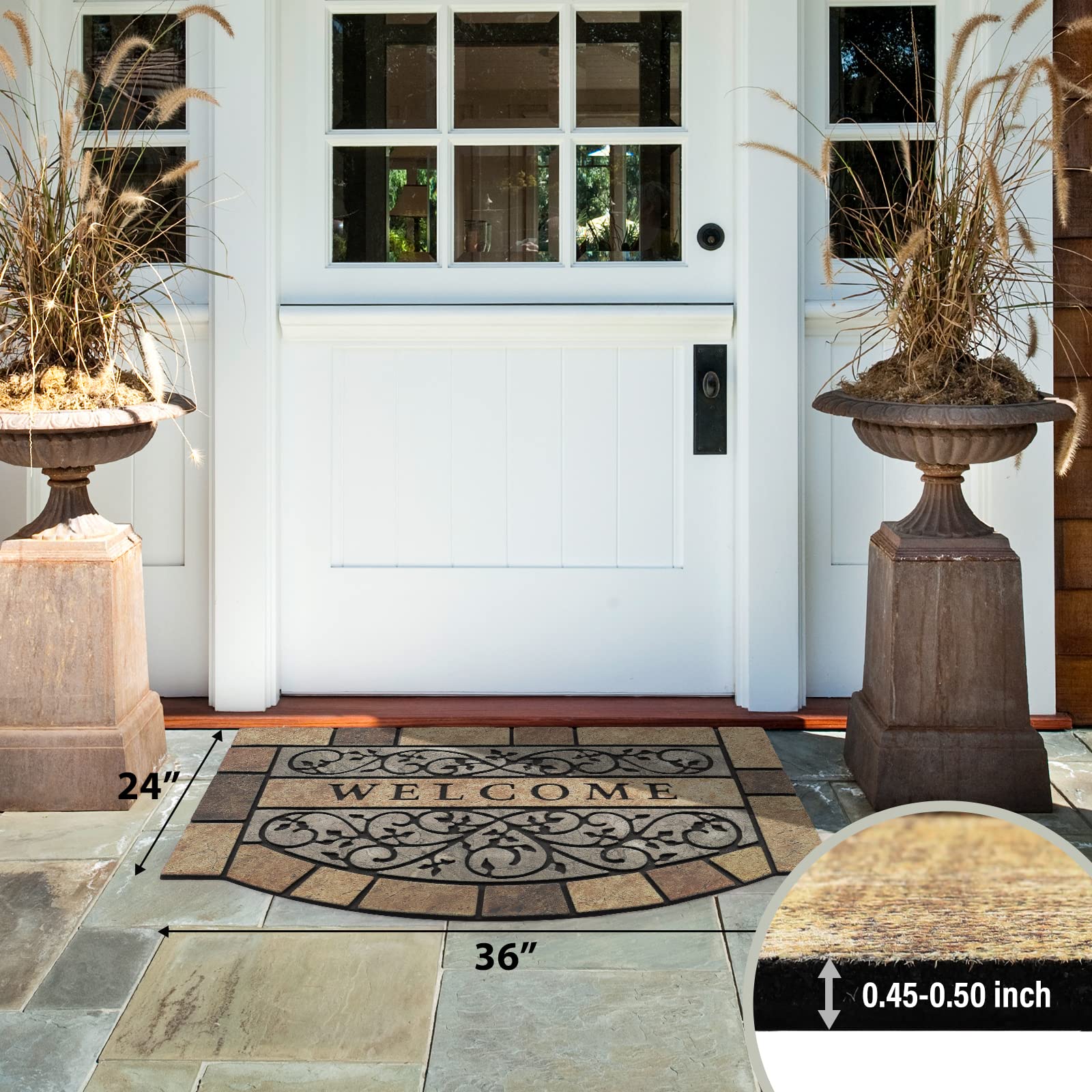 MTOUOCK rubber-backed mat prevents slipping in high-traffic entryways.