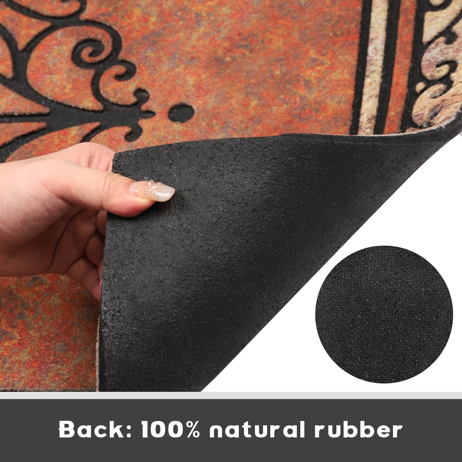 MTOUOCK non-slip backing keeps the mat in place during busy days