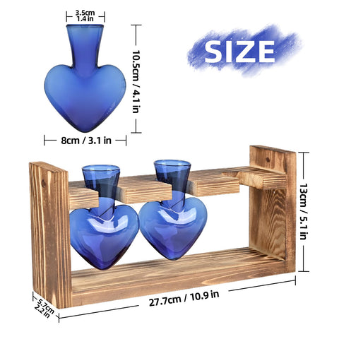 MTsigns heart vase with wooden stand in a desk-friendly hydroponics setup
