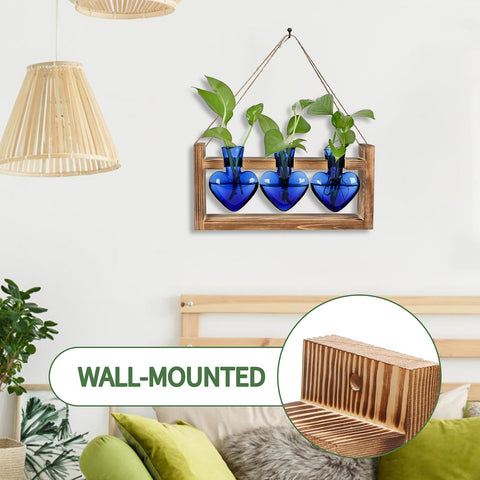 MTsigns propagation jar on wooden stand for easy desk plant propagation
