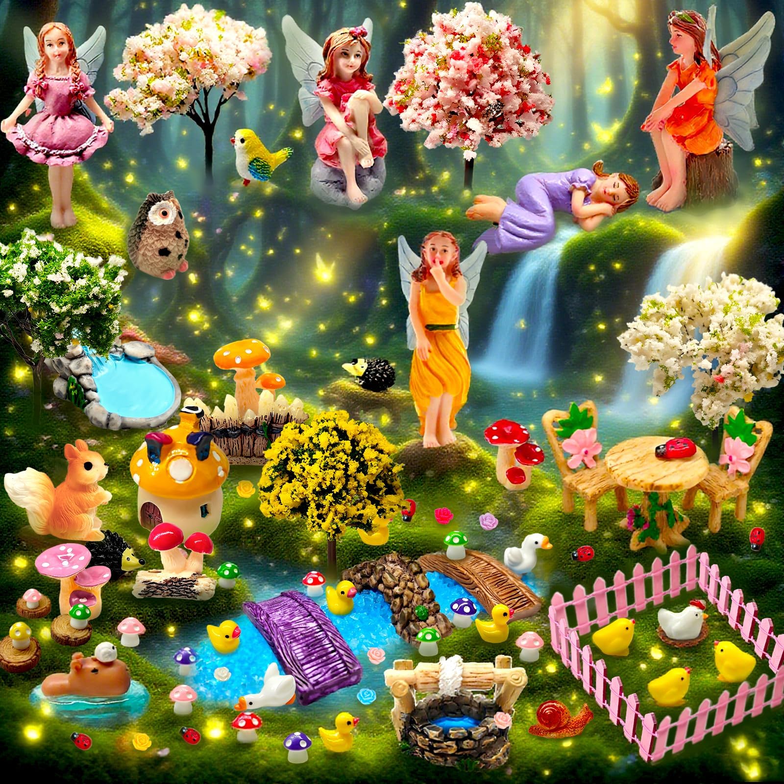 MTWENWENZY multicolor miniatures brighten fairy planters and creative displays.