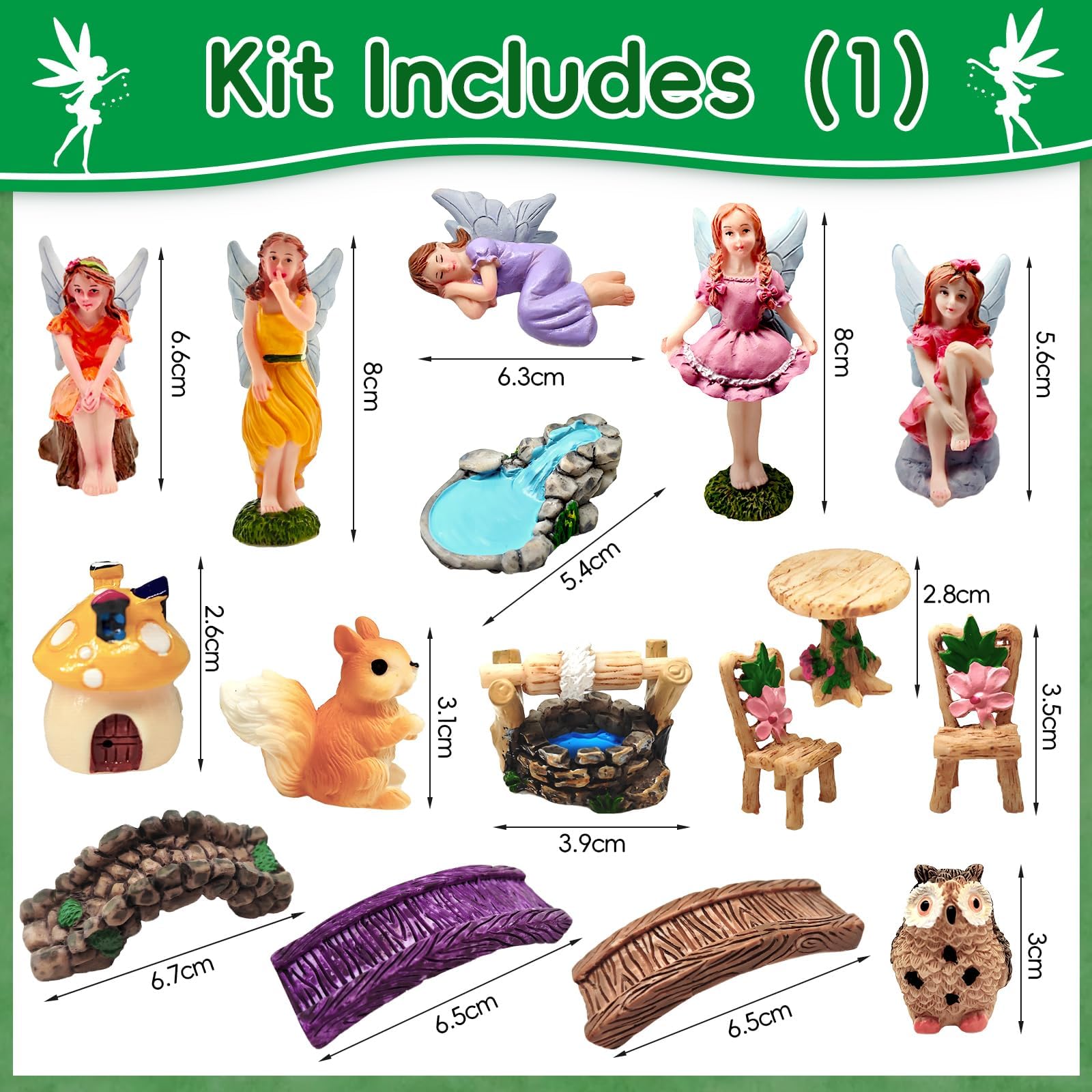 MTWENWENZY fairy garden set with fairies and cottages for tabletop decor and play.