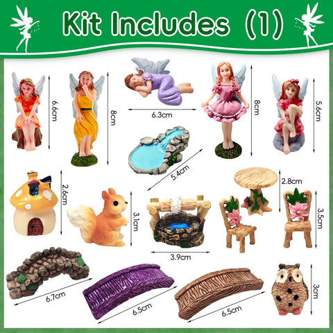 MTWENWENZY fairy garden set with fairies and cottages for tabletop decor and play.