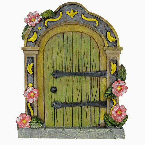 MUAMAX Fairy Garden Door in green on wall enhances natural woodland decor