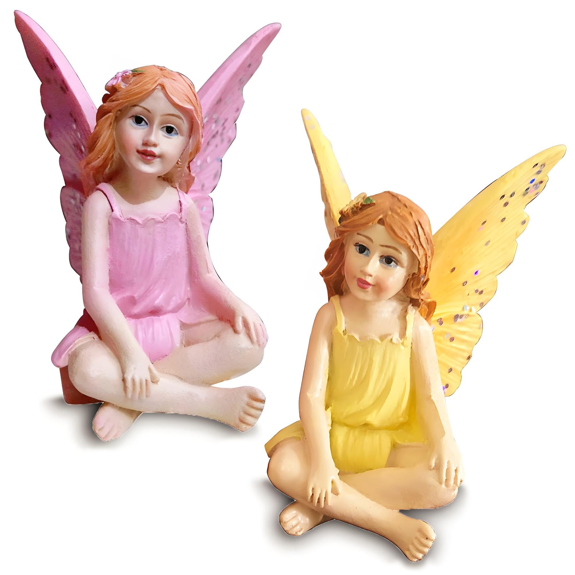 MUAMAX fairy garden figurines set enhances outdoor décor with whimsical charm.