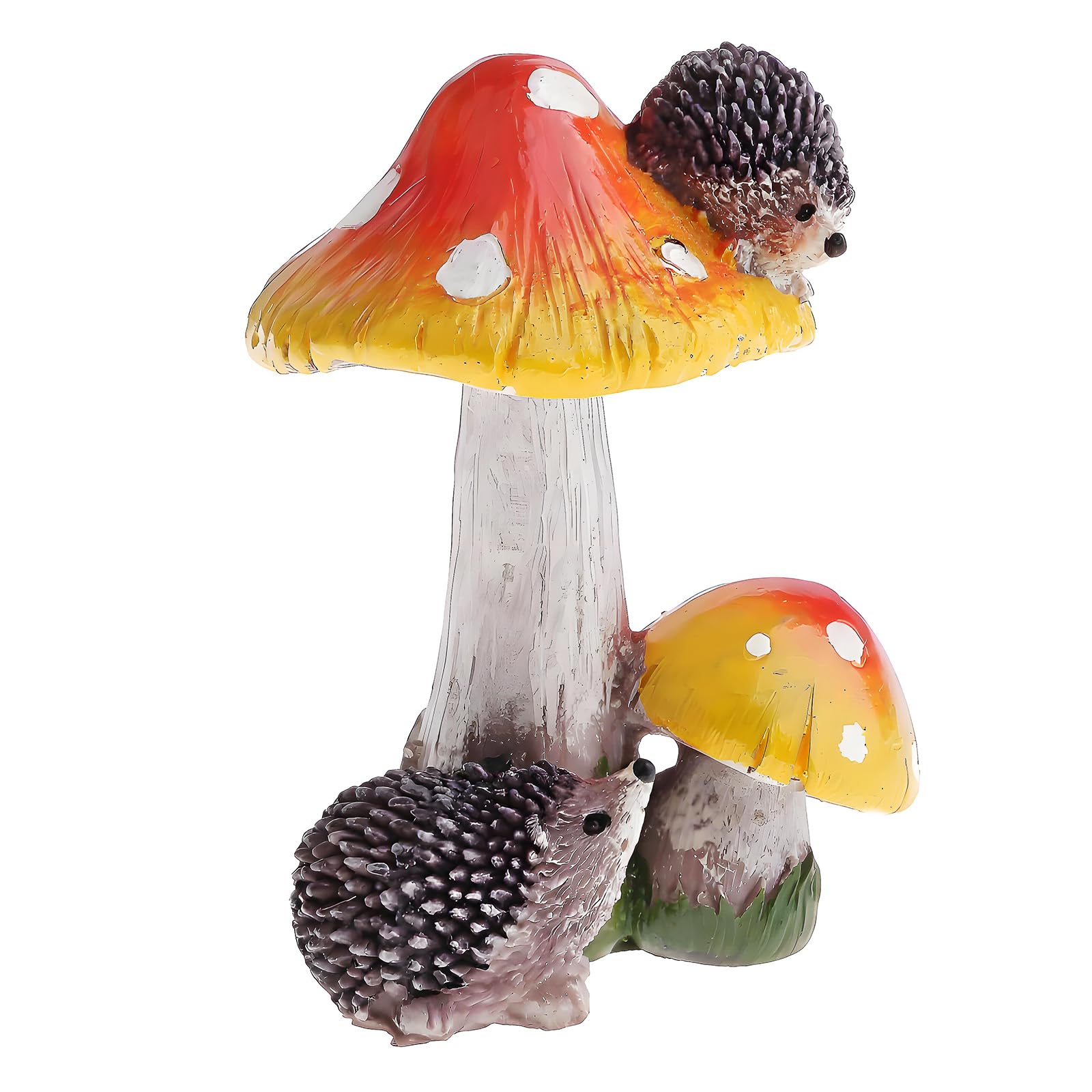 muamax fairy mushroom ornament with hedgehogs for outdoor garden charm.